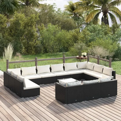 Vista 17 de Sofá de 3 plazas con cojines de ratán de poliéster marrón, juego de muebles de patio al aire libre con 3 sofás centrales para patio trasero, jardín
