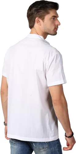 Vista 5 de Camisas mexicanas para hombre, camisas de vestir tradicionales de guayabera para hombre, con botones, cuello de banda, camisa de vestir para fiesta