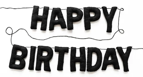 Vista 2 de Cartel de tela de fieltro de feliz cumpleaños Guirnalda negra Decoración reutilizable Elegante suministro para fiestas festivas (negro)
