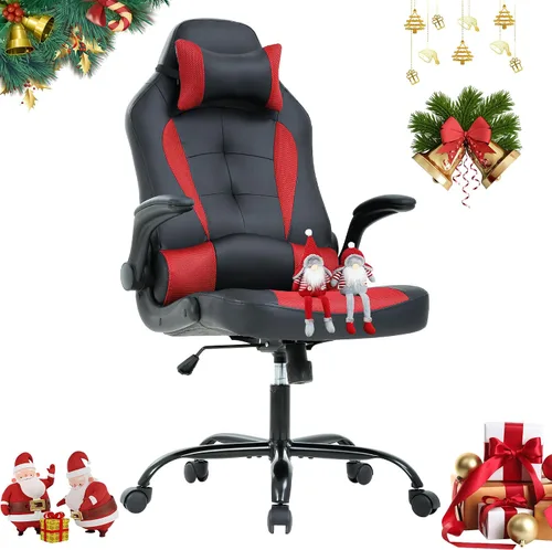 Vista 8 de Silla de videojuegos de respaldo alto, silla de computadora con reposacabezas y soporte lumbar, silla de computadora de altura ajustable, silla