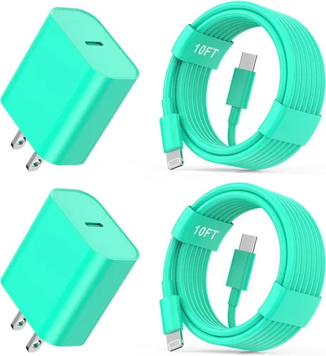 Vista 11 de Cargador rápido para iPhone 11 12 13 14, paquete de 2, cargador de iPhone de 20W, adaptador de bloque de carga rápida con cable de sincronización