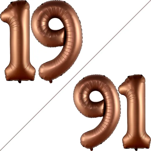 Vista 2 de Katchon Globos gigantes de papel de aluminio con el número 19 de color marrón de 40 pulgadas Decoraciones de cumpleaños 19