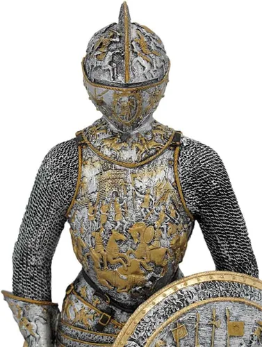 Vista 4 de Veronese Design Figura de estatua medieval de caballero francés con armadura