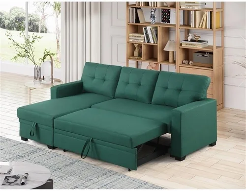Vista 9 de Devion Furniture Tela de poliéster en forma de L reversible, fácil de convertible extraíble, sofá seccional/diván de almacenamiento con cojines