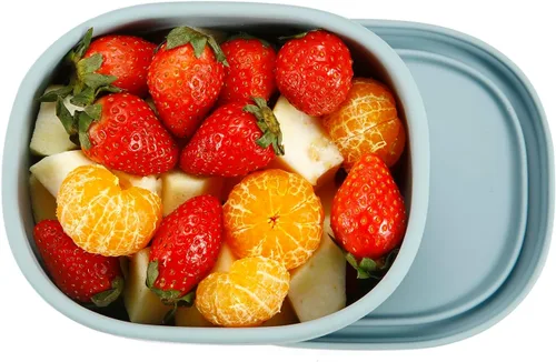 Vista 7 de PandaEar Juego de 3 contenedores de almacenamiento de alimentos de silicona con tapas, juego de loncheras Bento anidadas reutilizables, libres