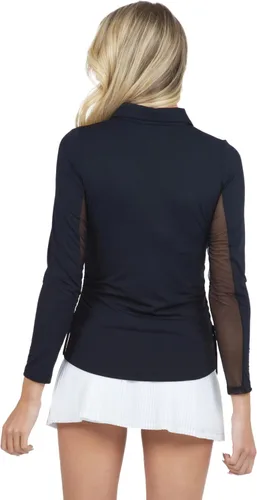 Vista 4 de IBKUL Athleisure Wear Sun Protective UPF 50+ Icefil Cooling Tech Adjustable Length Long Sleeve Polo with Under Arm Mesh 48000