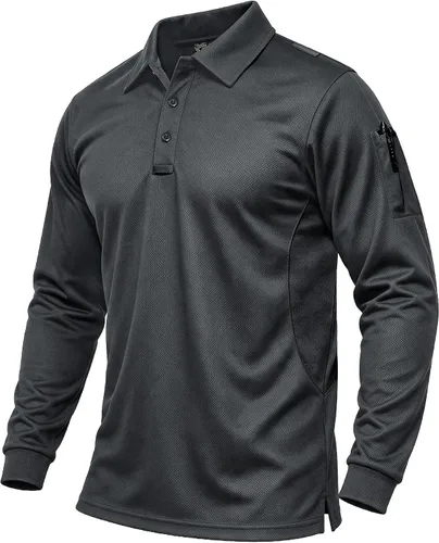 Vista 7 de Haimont Men's Long Sleeve Quick-Dry Performance Polo Shirt 3-Manga larga.