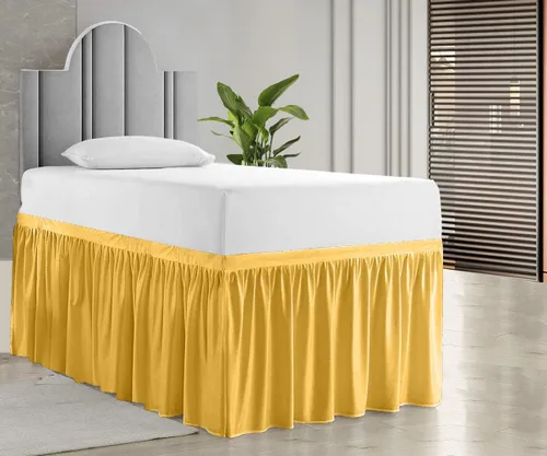 Vista 22 de Falda de cama de calidad de hotel de 800 hilos, 100% algodón con volantes, tamaño de 30 pulgadas, suave, extra larga, elástica, para dormitorio