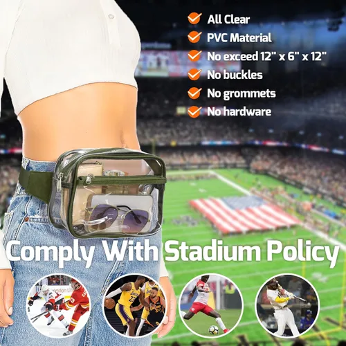 Vista 2 de Veckle Riñonera transparente Bolsa de cinturón transparente aprobada para estadios para mujeres y hombres, bolsa grande cruzada transparente