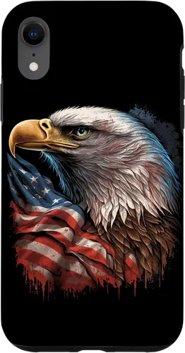 Vista 24 de Funda patriótica para iPhone 16 con diseño de ojos de águila calva americana