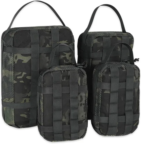 Vista 26 de Juego de 4 cubos de embalaje tácticos, bolsa de almacenamiento de malla compresible, organizador portátil Edc Molle.