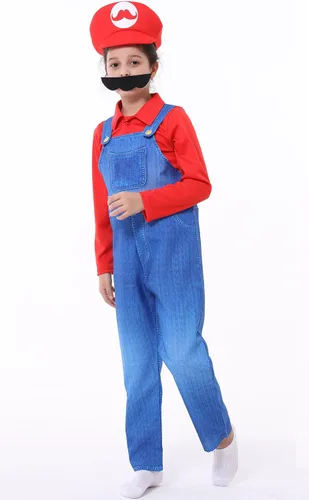 Vista 6 de Disfraz de Super Brothers para niños, disfraz de Halloween Cosplay de Super Mario