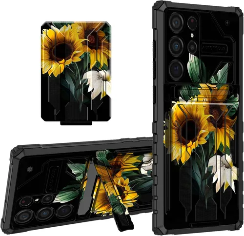 Vista 9 de Funda protectora de TPU suave para Samsung Galaxy A03S con soporte para tarjeta de crédito y soporte de doble capa de policarbonato duro de TPU