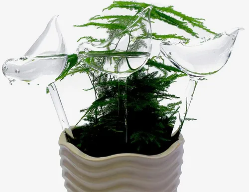 Vista 4 de Globos de riego de plantas de vidrio, globos de riego automático en forma de pájaro, inserto de maceta de riego automático, dispositivos de riego