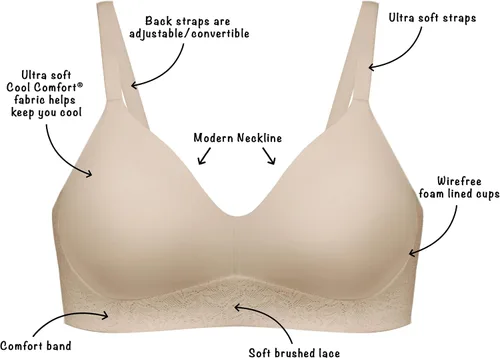 Vista 5 de PLAYTEX Secrets, ComfortFlex sin varillas, cobertura completa, sin varillas, brasier convertible para mujer Negro