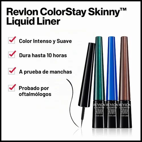Vista 4 de Delineador líquido Skinny de Revlon ColorStay, 0.08 onzas líquidas, Negro (black Out)