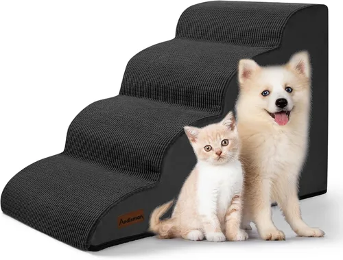 Vista 10 de Aodisman Escaleras para perros y gatos pequeños,Rampa para mascotas de 3 Beige