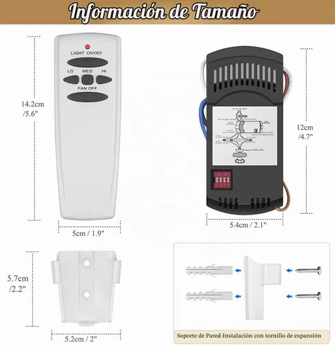 Vista 5 de Kit de control remoto universal para ventilador de techo con regulador