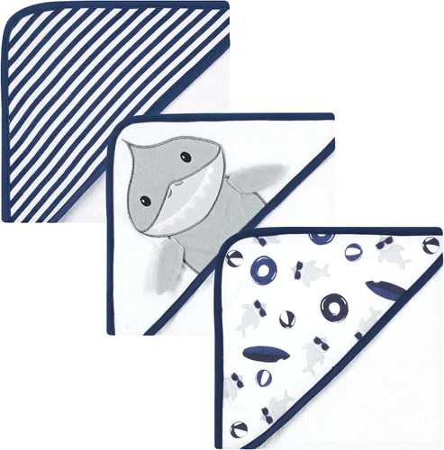 Vista 6 de Hudson Baby Toallas unisex con capucha de algodón para bebé, alfabeto, talla única