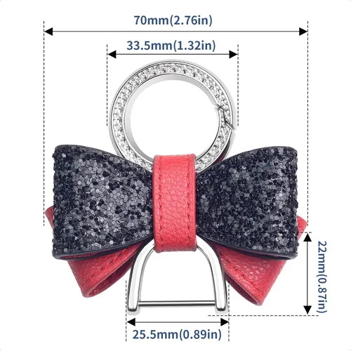 Vista 6 de Leather bowknot keychain for Women