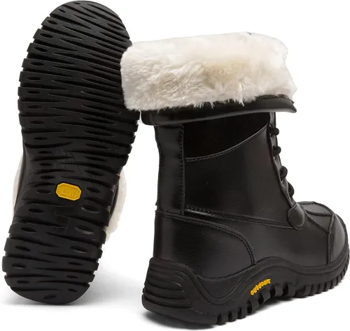 Vista 7 de Botas de invierno para mujer, impermeables, cálidas, con forro de piel sintética, botas de nieve para mujer, botas de nieve a la moda, botas de pato