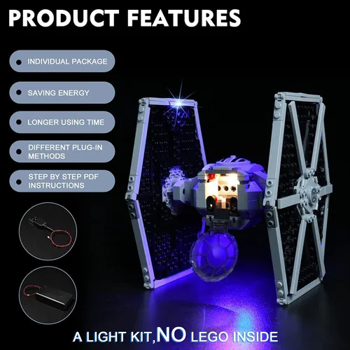 Vista 3 de BrickBling Kit de luz compatible con Lego Imperial TIE Fighter 75300 Kit de construcción (sin modelo), luces creativas compatibles con Lego Tie