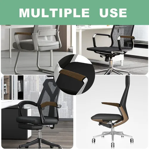 Vista 4 de Ntomtuex Juego de 2 fundas de lino para reposabrazos de silla de oficina, fundas ajustables para reposabrazos de silla de ruedas, protector