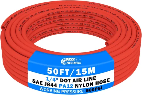 Vista 15 de CheeMuii 30 pies 1/4 línea de aire DOT 1/4" PA12 tubo neumático de nylon 9.1 metros 1/4 pulgada OD tubo de aire neumático tubo de línea de aire