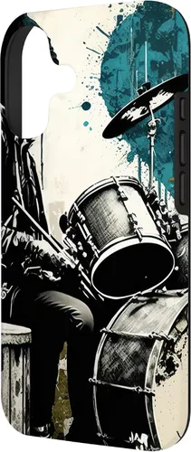 Vista 2 de Black White Drummer Music Lover Drumming Drummer Graphic Case for iPhone 17