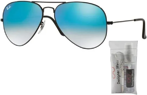 Vista 2 de Ray-Ban RB3025 - Lentes de sol de aviador de metal para hombre y mujer + paquete con kit de cuidado de gafas iWear de diseñador