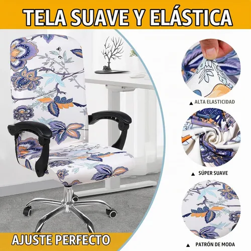 Vista 4 de Smiry fundas elásticas estampadas para silla de oficina de computadora, fundas universales para sillas giratorias de escritorio, extraíbles