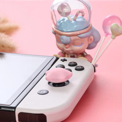Vista 7 de Tapas de agarre para el pulgar, bonitos agarres para Nintendo Switch, funda de silicona suave compatible con Nintendo Switch/Switch OLED/Switch Rosa