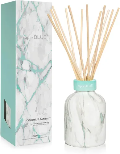 Vista 10 de Capri Blue Conjunto de Difusor de Varillas con Diseño de Mármol Moderno - Incluye varillas difusoras de junco, aceite perfumado y botella de vidrio
