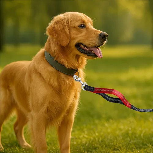 Vista 7 de Correa de perro manos libres para perros de hasta 130 libras - Correa elástica resistente que absorbe los golpes con bolsa de cremallera, asas