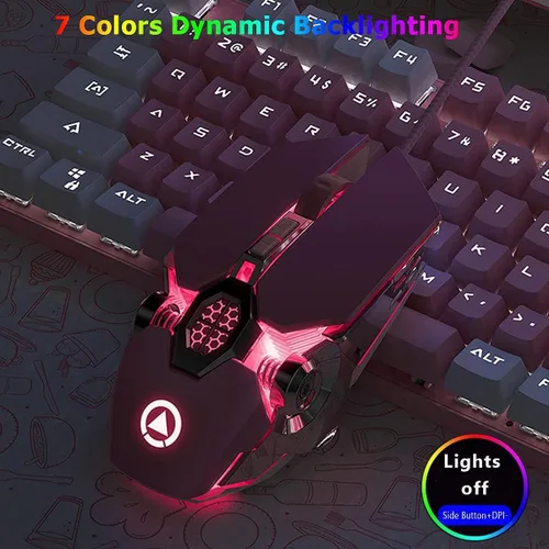 Vista 7 de Ratón para juegos SMAIGE con cable 3200 ppp Luz de respiración ergonómico juego USB ratón de ordenador RGB Gamer de escritorio portátil PC Gaming