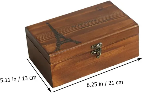 Vista 2 de VOSAREA Caja de costura de madera de arte retro caja de costura extra grande Scissor Thread Storage