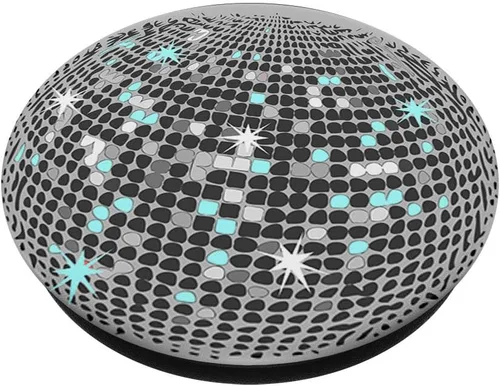 Vista 2 de Bola de discoteca de efecto retro plateado con purpurina 70s 80s – PopSockets Grip y soporte para teléfonos y tabletas