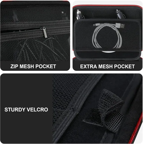 Vista 4 de Funda GPS para Garmin dezl OTR610/OTR720/OTR710/OTR620/DriveSmart 76/66/71 EX/DriveCam™ 76/RV 795/RV Cam 795, 6-7 pulgadas con bolsa de malla