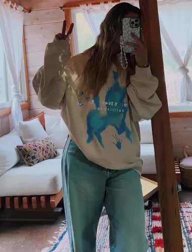 Vista 4 de Aelfric Eden Sudaderas con capucha con estampado vintage, sudadera casual de gran tamaño, manga larga, ropa urbana con capucha