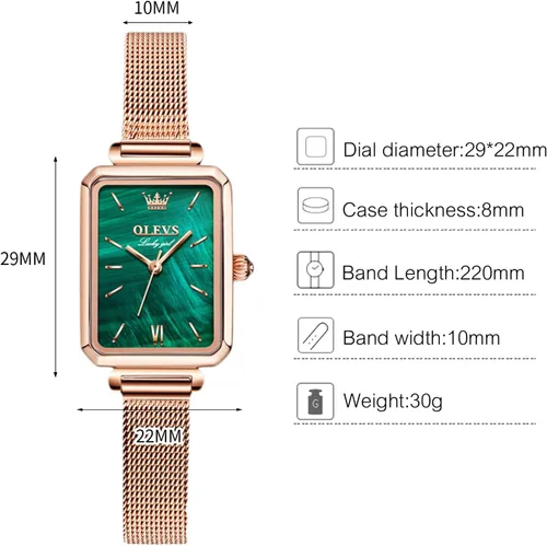 Vista 6 de RORIOS Reloj de pulsera analógico de cuarzo para mujer, reloj de pulsera de estilo minimalista, para mujer