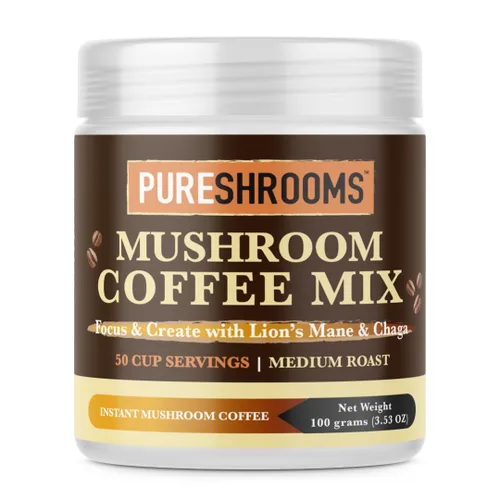 Vista 12 de PureShrooms Perfect 7 - Café de hongos – Arábica instantánea de origen único con melena de león orgánica, Reishi y Cordyceps – Bebida