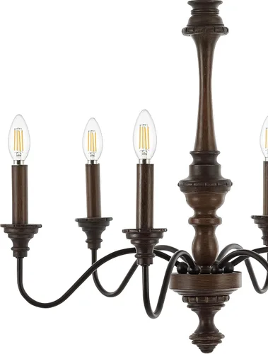 Vista 5 de Eyely EYL1320A Oria - Candelabro LED de hierro con 6 luces de mediados de siglo para comedor, cocina y sala de estar, rústico, tradicional, cabaña