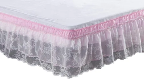 Vista 6 de Falda de cama de encaje envolvente Falda de cama con volantes Cubierta de polvo Funda de cama con volantes