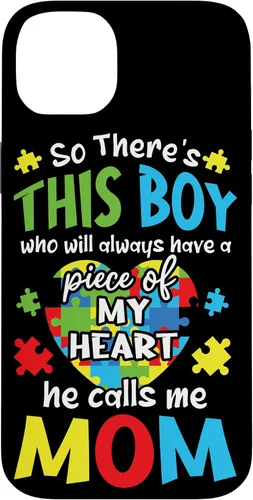 Vista 15 de iPhone 16 Boy Calls Me Mom Heart - Funda de concientización sobre el autismo