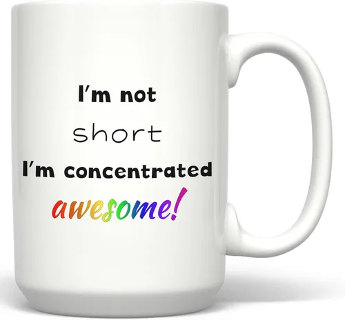 Vista 6 de PixiDoodle Funny Awesome - Taza de café para persona corta (11 onzas, negro)
