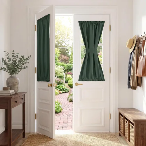 Vista 52 de PONY DANCE Persianas para puertas – Paneles opacos para tratamiento de ventanas, cortinas sólidas de alta resistencia con bolsillo para barra