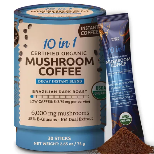 Vista 10 de ShroomDNA - Café orgánico de hongos con melena de león y hongos chaga, café instantáneo orgánico. Enfoque instantáneo + claridad todo el día.