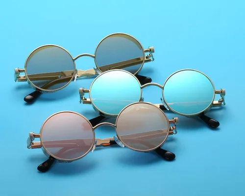 Vista 5 de Dollger Gafas de sol vintage Steampunk Retro Metal Round Circle Frame