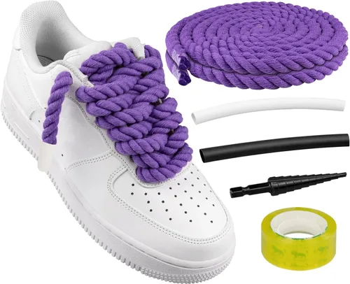 Vista 12 de Endoto Cordones de cuerda para Air Force 1, agujetas gruesas y voluminosas para zapatos deportivos AF Azul bebé