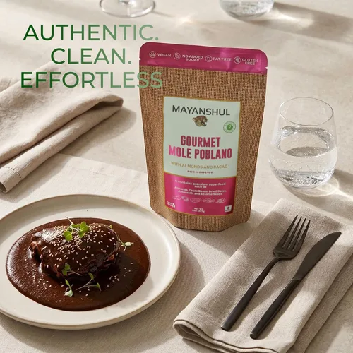 Vista 8 de Mayanshul Auténtica salsa mole poblano, cacao y amaranto, 8 onzas